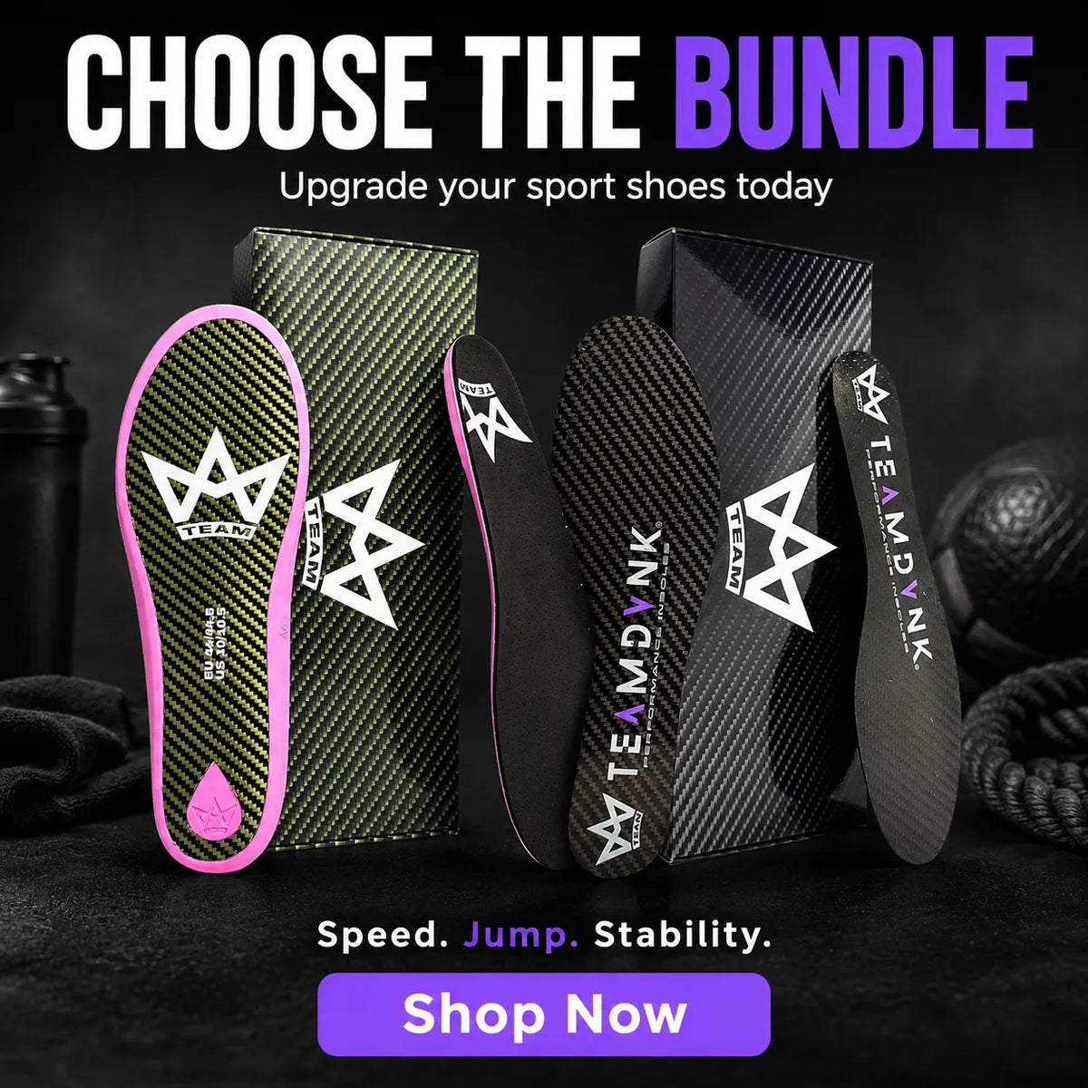 Performance insoles with carbon fiber design for speed, jump, stability. Upgrade sport shoes today.