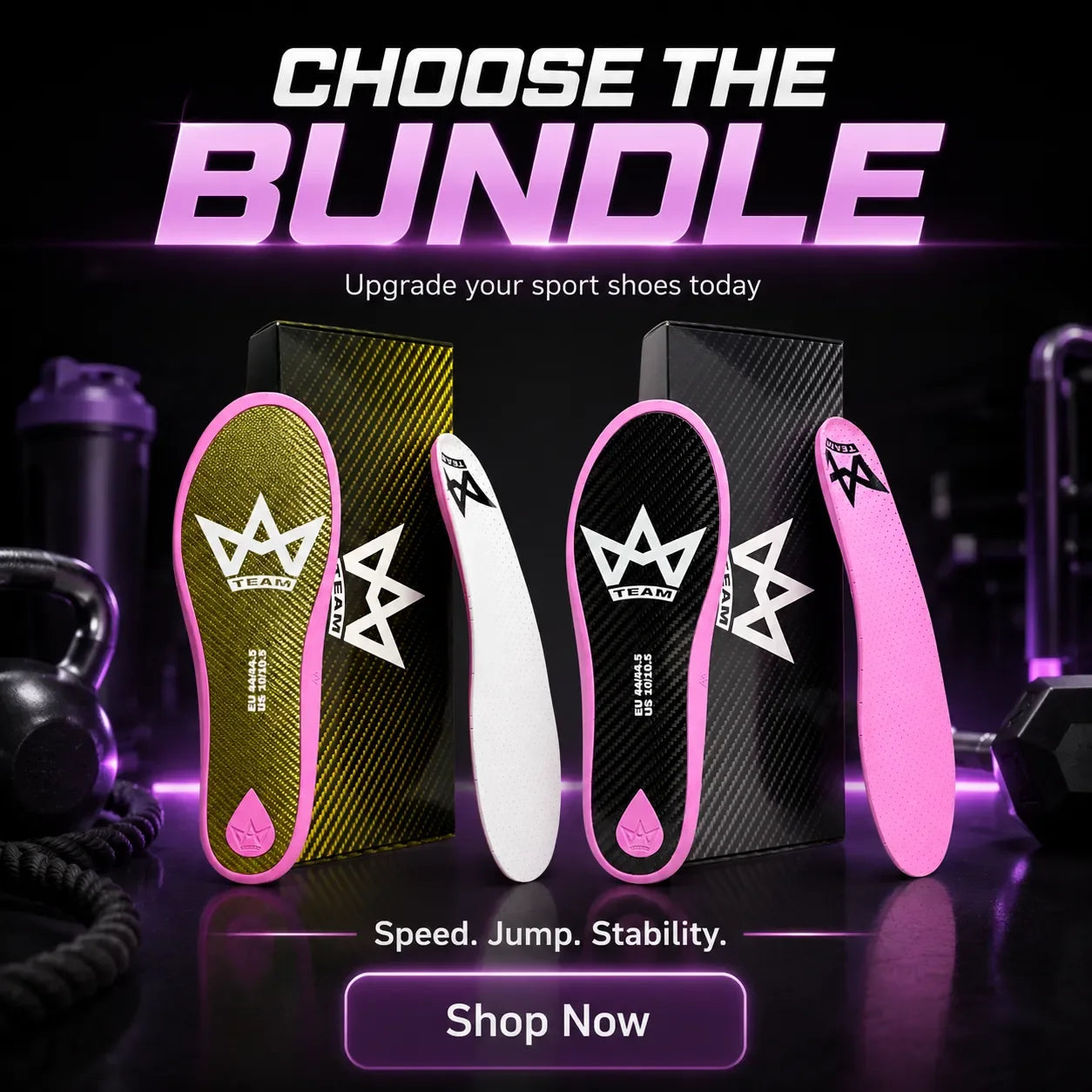 Performance insoles bundle for sports shoes – speed, jump, stability – upgrade your athletic footwear today
