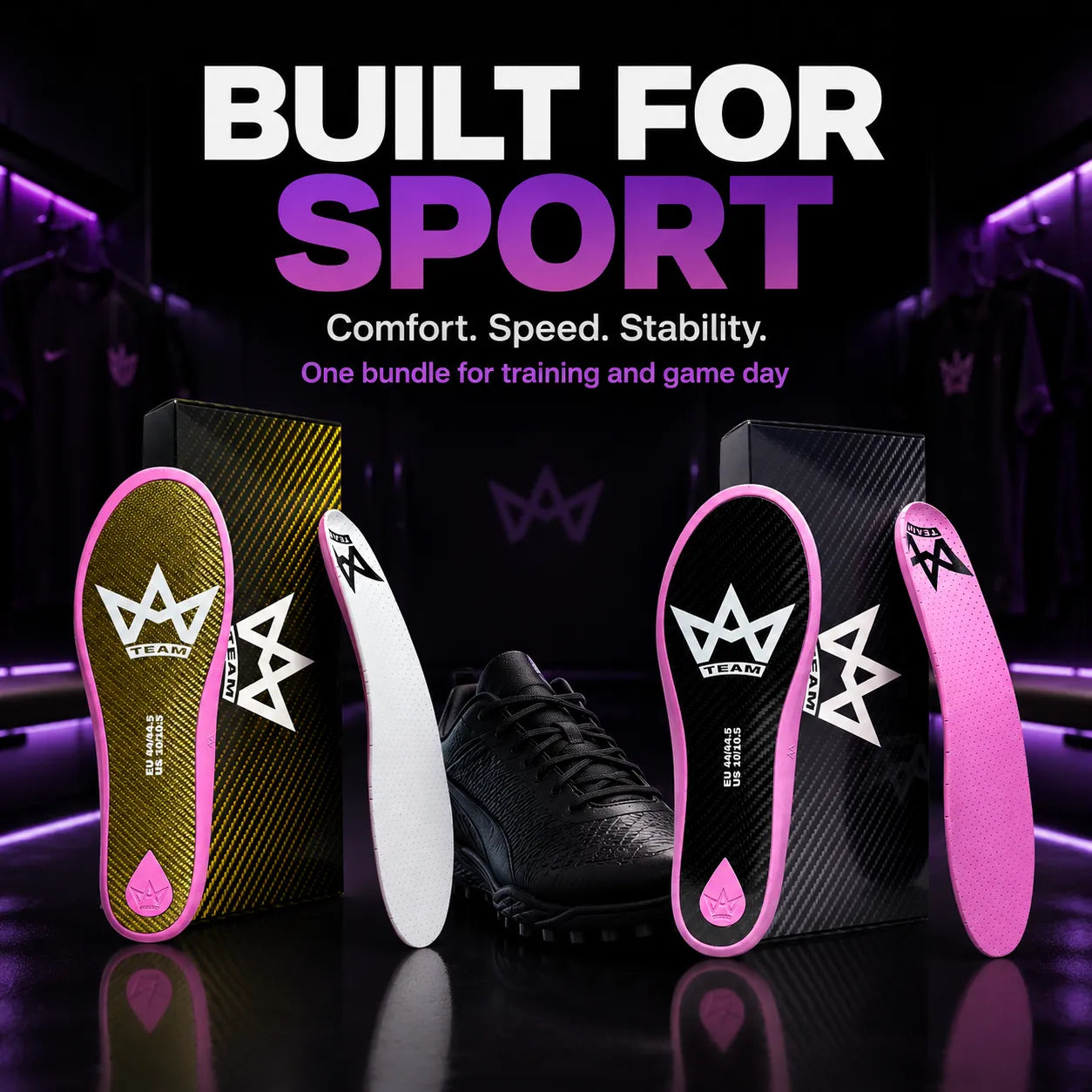 Performance insoles for sports with comfort, speed, stability — ideal for training and game day