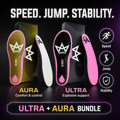 Ultra + Aura performance insoles bundle for speed, jump, stability — comfort & explosive support