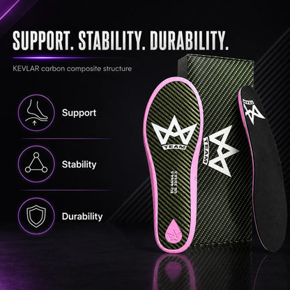 High-performance insoles with KEVLAR carbon composite structure for support, stability, and durability