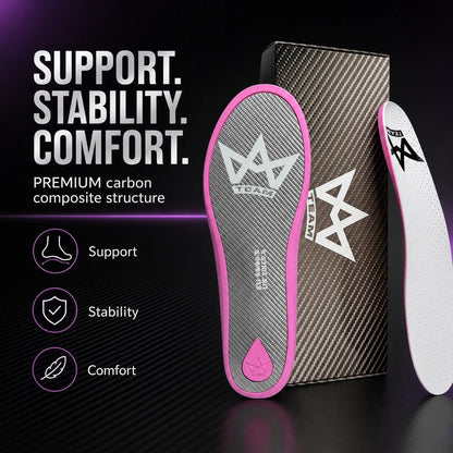Premium carbon composite insoles for support, stability, comfort — ideal for athletes and active lifestyles.
